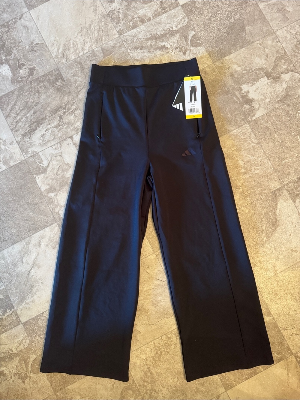 Adidas Black Wide-Leg Active Pants with Elastic Waist